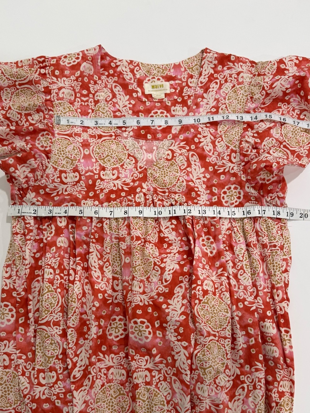 Anthropologie Maeve Printed Flutter-Sleeve Babydoll Dress Size Medium - Picture 7 of 11